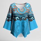 Northern Pride Rugby Custom Kimono Sleeve Blouse Roaring Lion Aboriginal Art - Aussie Hoodie