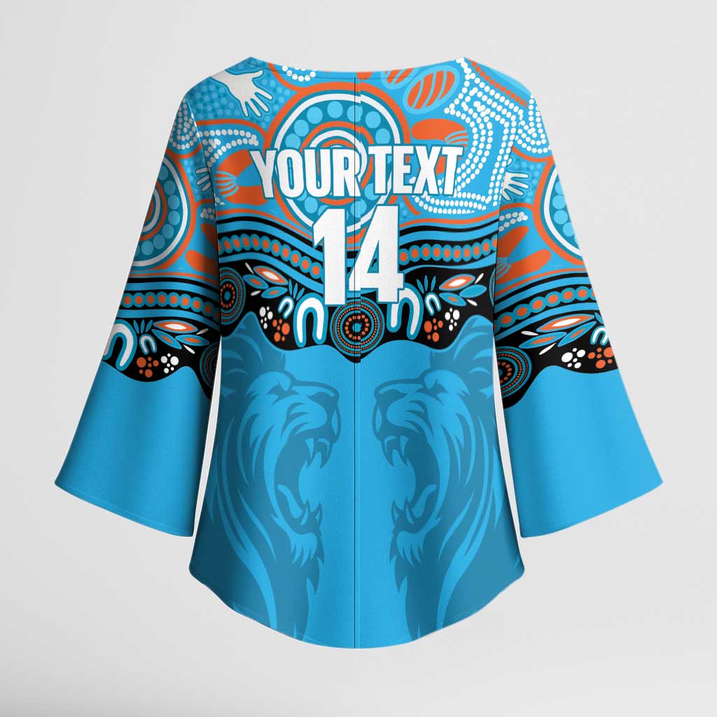 Northern Pride Rugby Custom Kimono Sleeve Blouse Roaring Lion Aboriginal Art - Aussie Hoodie