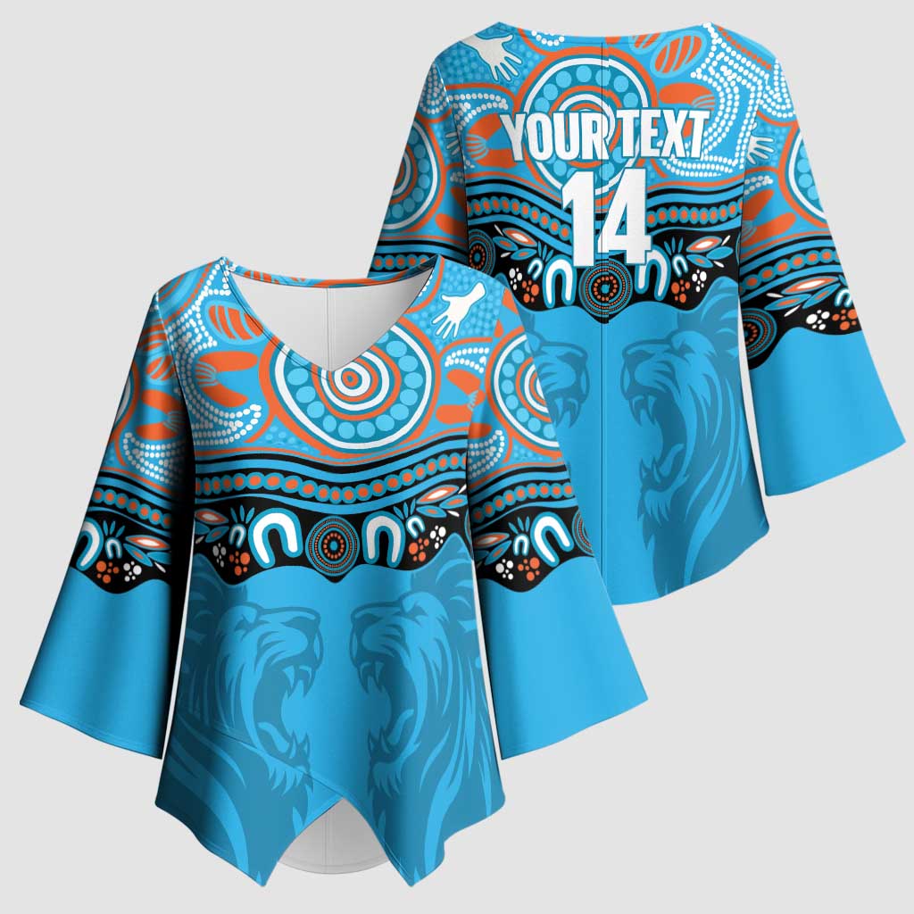 Northern Pride Rugby Custom Kimono Sleeve Blouse Roaring Lion Aboriginal Art - Aussie Hoodie