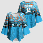 Northern Pride Rugby Custom Kimono Sleeve Blouse Roaring Lion Aboriginal Art - Aussie Hoodie
