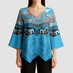 Northern Pride Rugby Custom Kimono Sleeve Blouse Roaring Lion Aboriginal Art - Aussie Hoodie