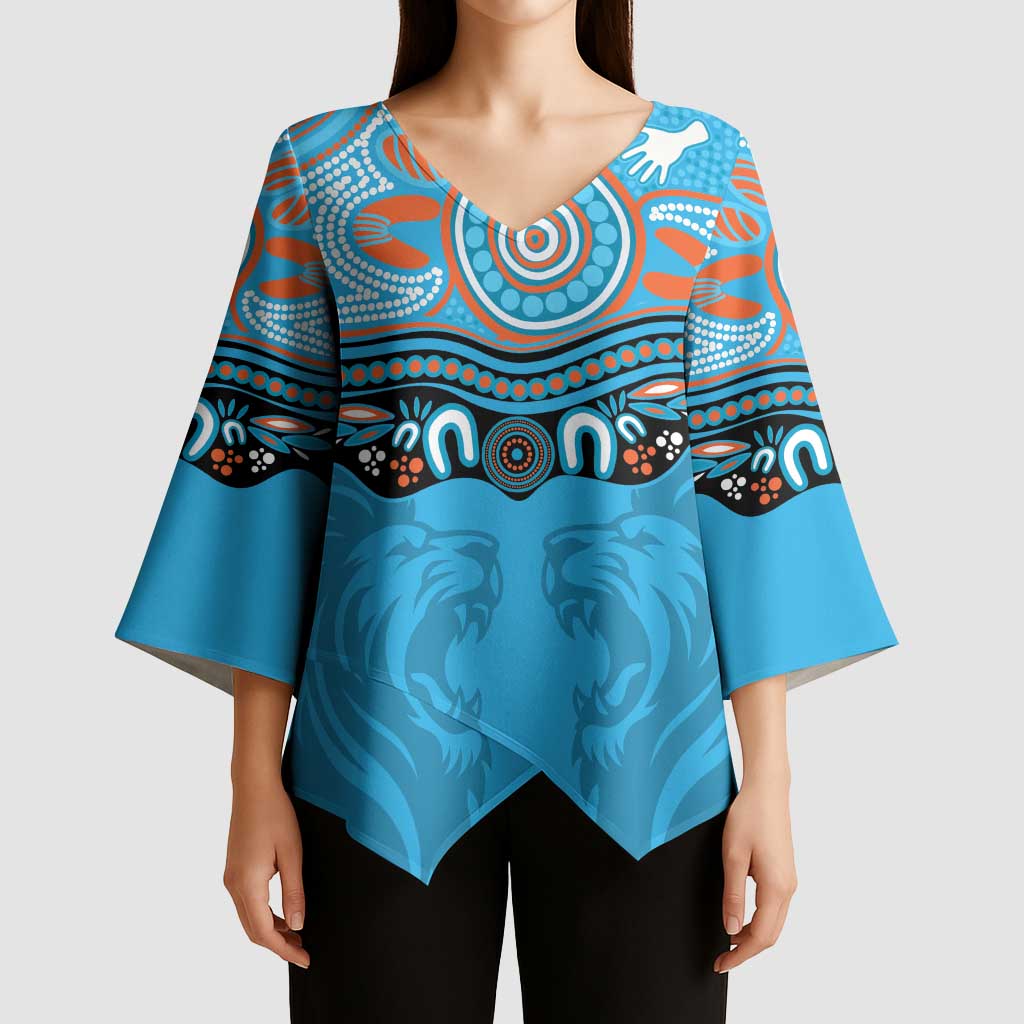 Northern Pride Rugby Custom Kimono Sleeve Blouse Roaring Lion Aboriginal Art - Aussie Hoodie