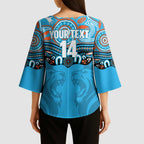 Northern Pride Rugby Custom Kimono Sleeve Blouse Roaring Lion Aboriginal Art - Aussie Hoodie