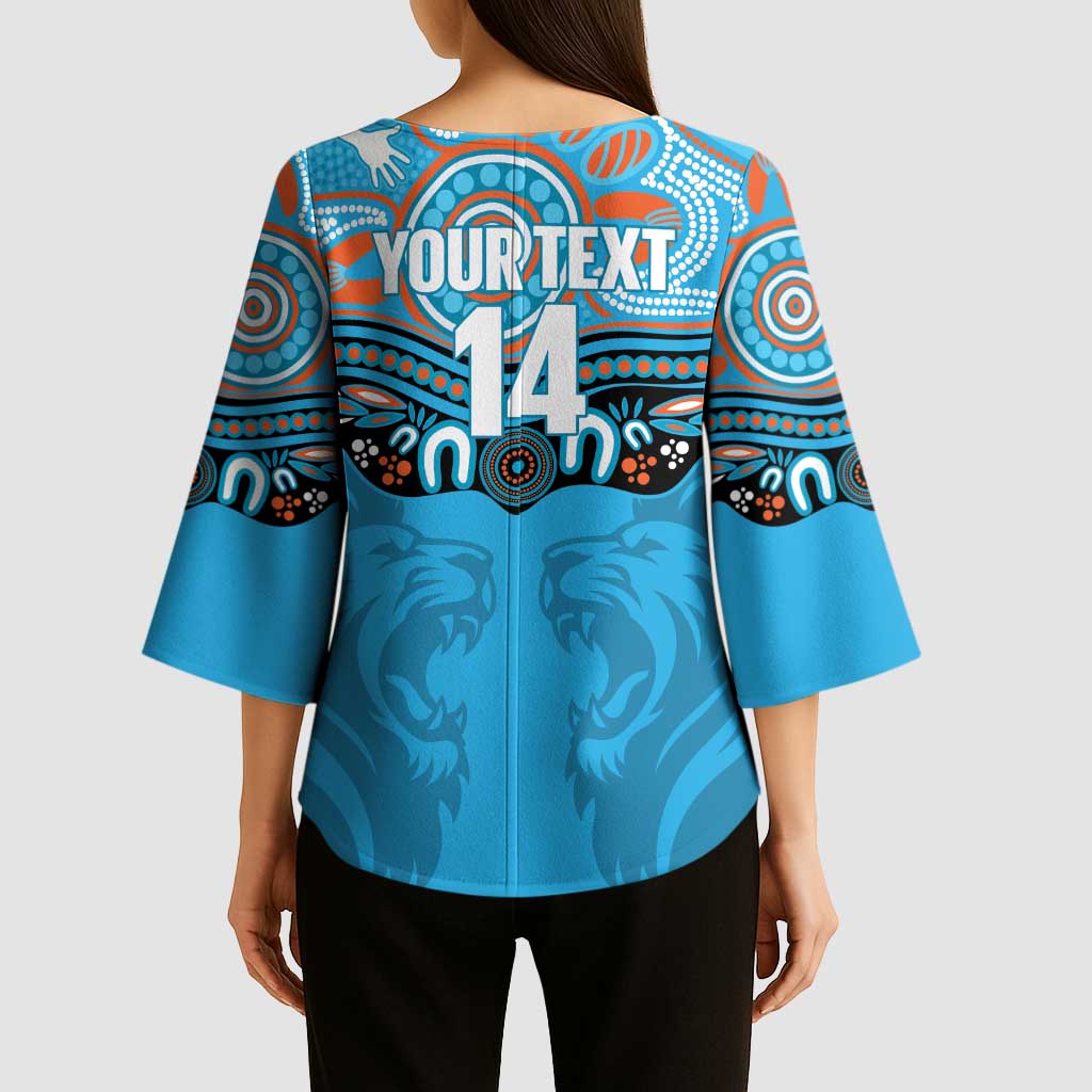 Northern Pride Rugby Custom Kimono Sleeve Blouse Roaring Lion Aboriginal Art - Aussie Hoodie