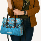 Northern Pride Rugby Custom Leather Bag Roaring Lion Aboriginal Art - Aussie Hoodie