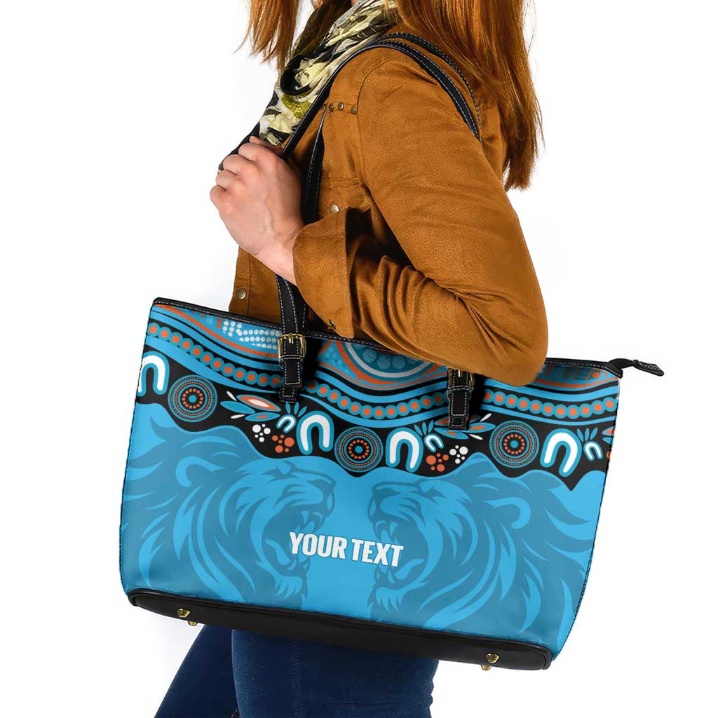 Northern Pride Rugby Custom Leather Tote Bag Roaring Lion Aboriginal Art - Aussie Hoodie