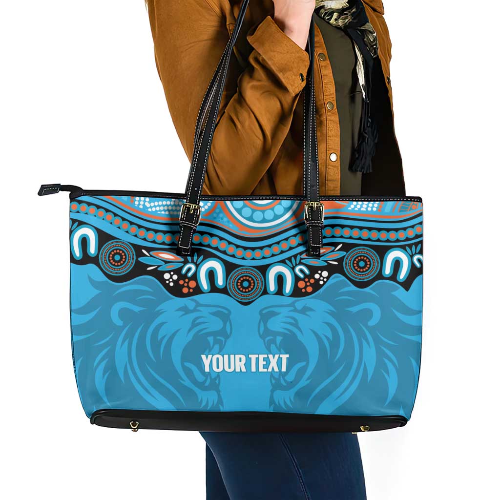 Northern Pride Rugby Custom Leather Tote Bag Roaring Lion Aboriginal Art - Aussie Hoodie