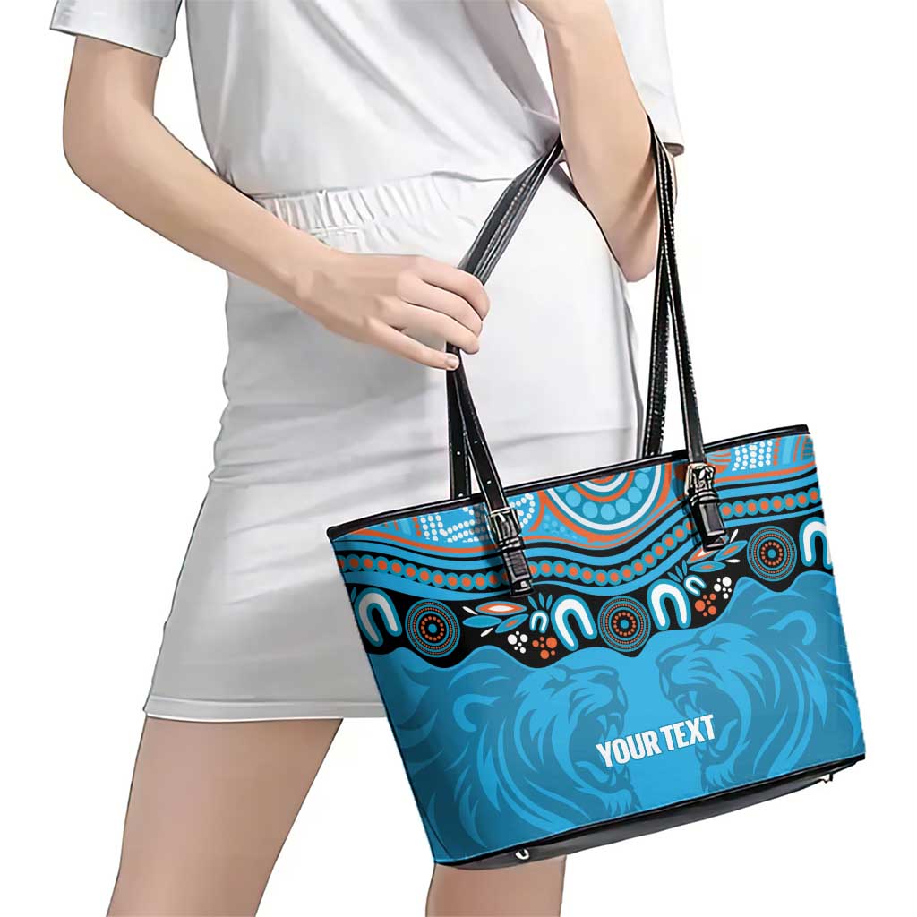 Northern Pride Rugby Custom Leather Tote Bag Roaring Lion Aboriginal Art - Aussie Hoodie