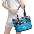 Northern Pride Rugby Custom Leather Tote Bag Roaring Lion Aboriginal Art - Aussie Hoodie