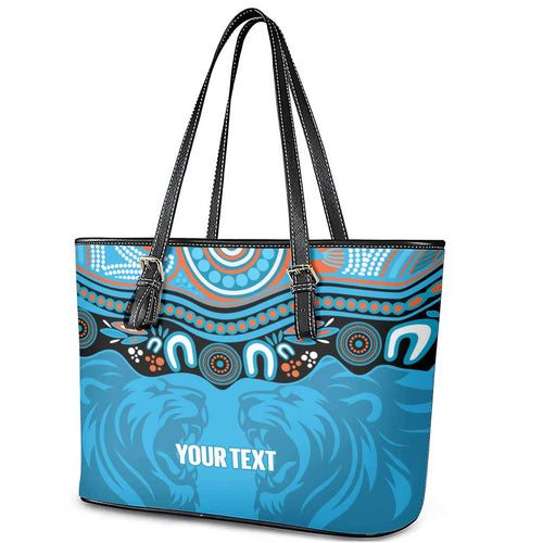 Northern Pride Rugby Custom Leather Tote Bag Roaring Lion Aboriginal Art - Aussie Hoodie
