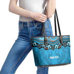 Northern Pride Rugby Custom Leather Tote Bag Roaring Lion Aboriginal Art - Aussie Hoodie