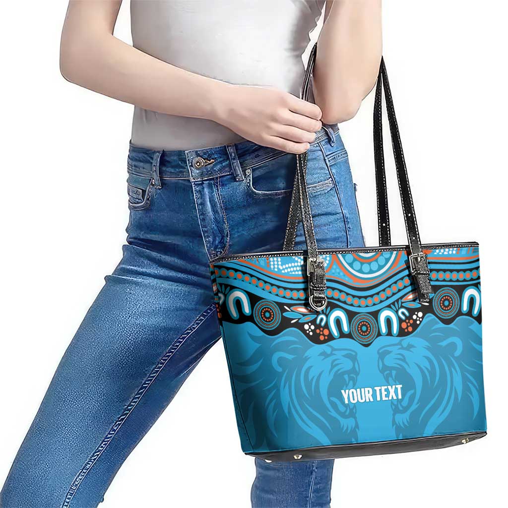 Northern Pride Rugby Custom Leather Tote Bag Roaring Lion Aboriginal Art - Aussie Hoodie