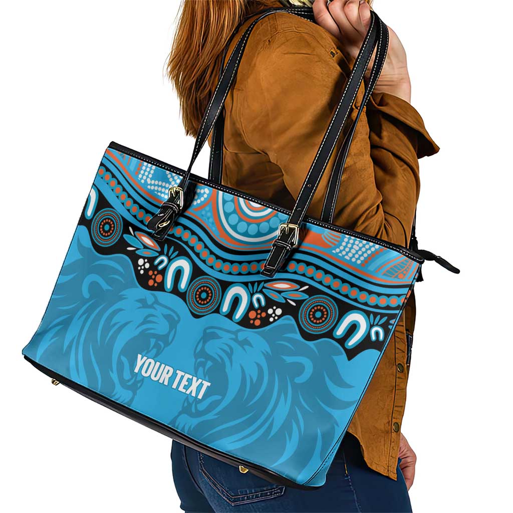 Northern Pride Rugby Custom Leather Tote Bag Roaring Lion Aboriginal Art - Aussie Hoodie