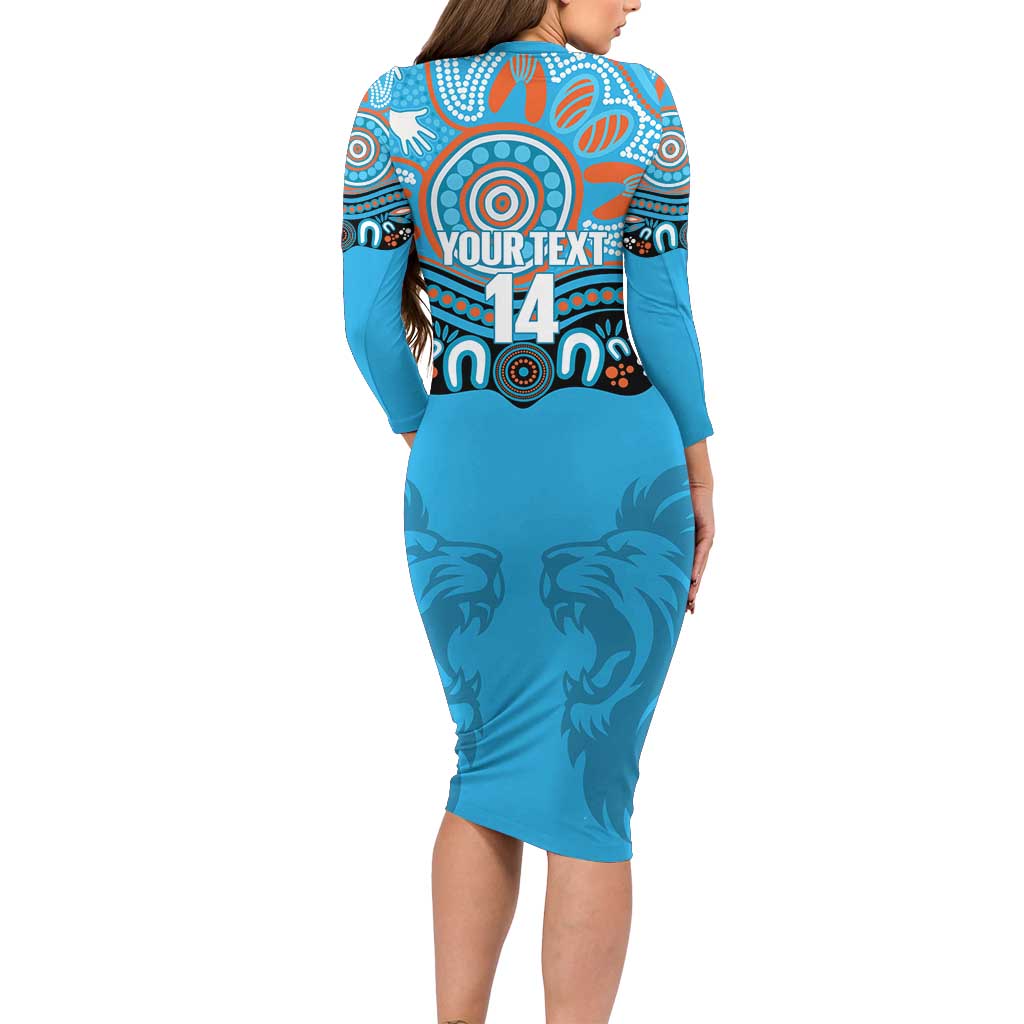 Northern Pride Rugby Custom Long Sleeve Bodycon Dress Roaring Lion Aboriginal Art - Aussie Hoodie