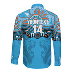 Northern Pride Rugby Custom Long Sleeve Button Shirt Roaring Lion Aboriginal Art - Aussie Hoodie