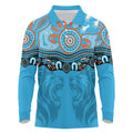 Northern Pride Rugby Custom Long Sleeve Polo Shirt Roaring Lion Aboriginal Art - Aussie Hoodie