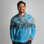 Northern Pride Rugby Custom Long Sleeve Polo Shirt Roaring Lion Aboriginal Art - Aussie Hoodie