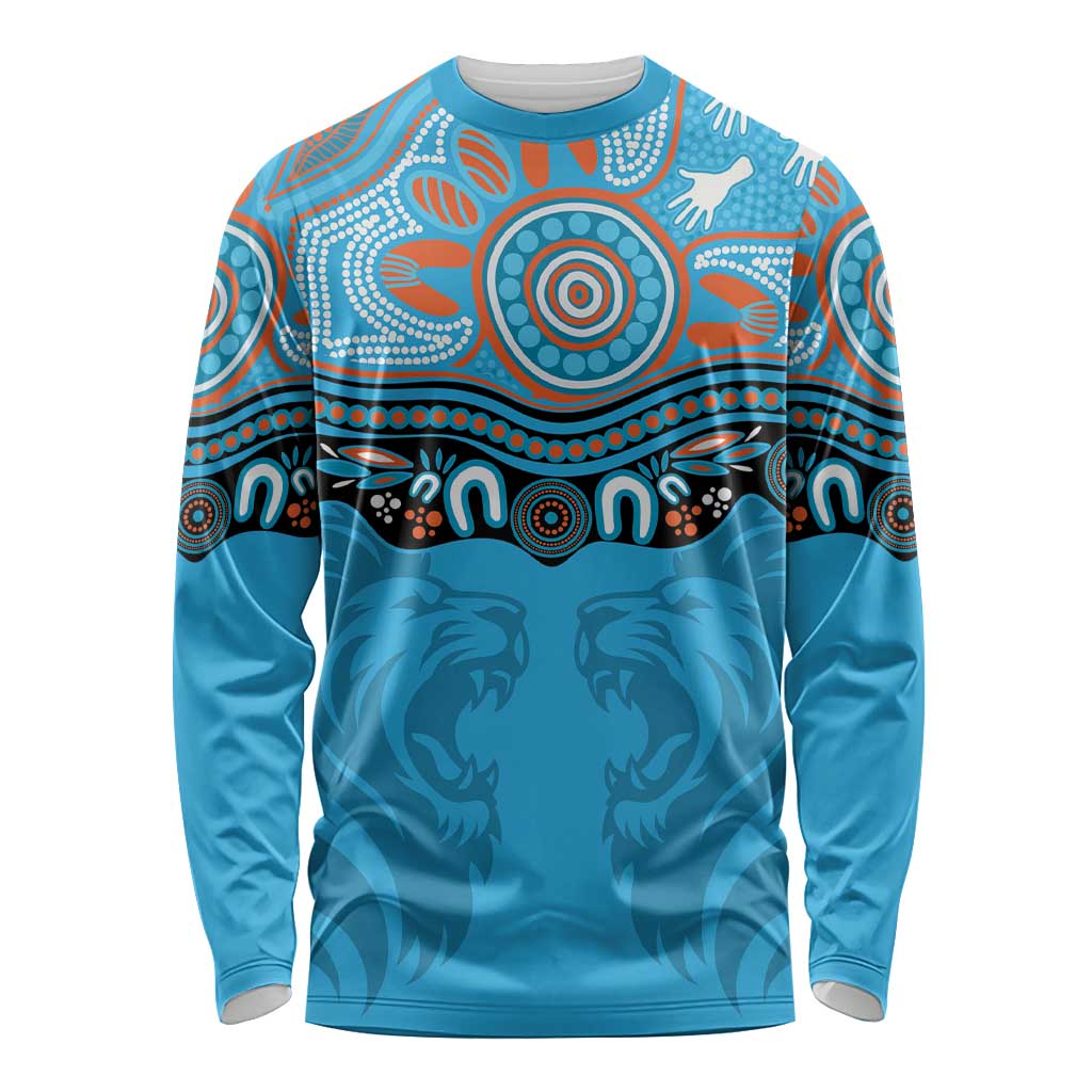 Northern Pride Rugby Custom Long Sleeve Shirt Roaring Lion Aboriginal Art - Aussie Hoodie