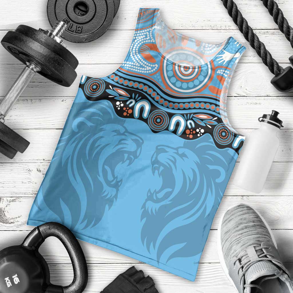 Northern Pride Rugby Custom Men Tank Top Roaring Lion Aboriginal Art - Aussie Hoodie