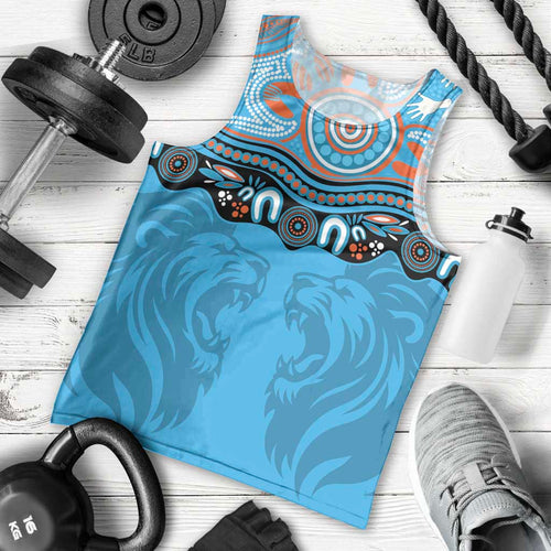 Northern Pride Rugby Custom Men Tank Top Roaring Lion Aboriginal Art - Aussie Hoodie