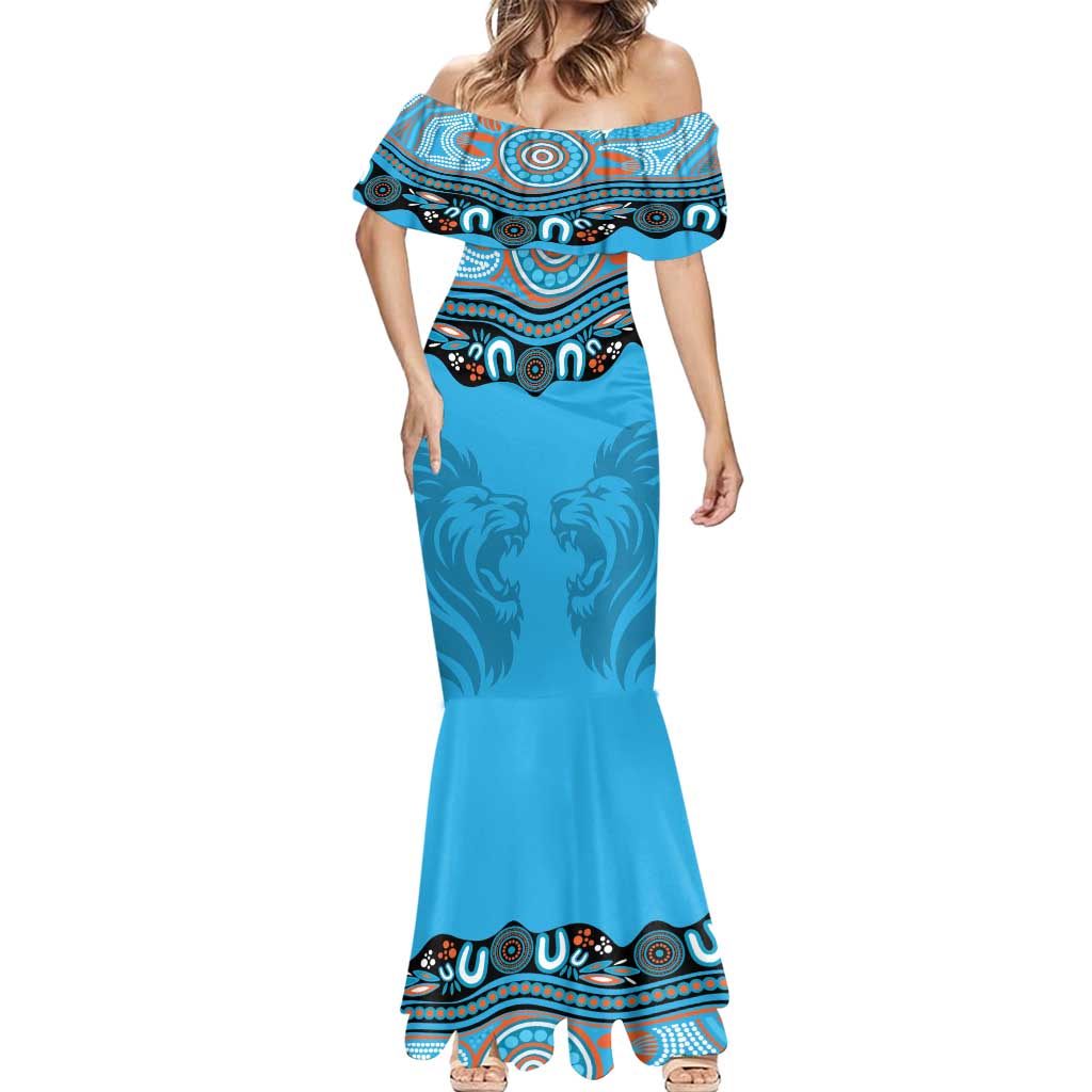 Northern Pride Rugby Custom Mermaid Dress Roaring Lion Aboriginal Art - Aussie Hoodie