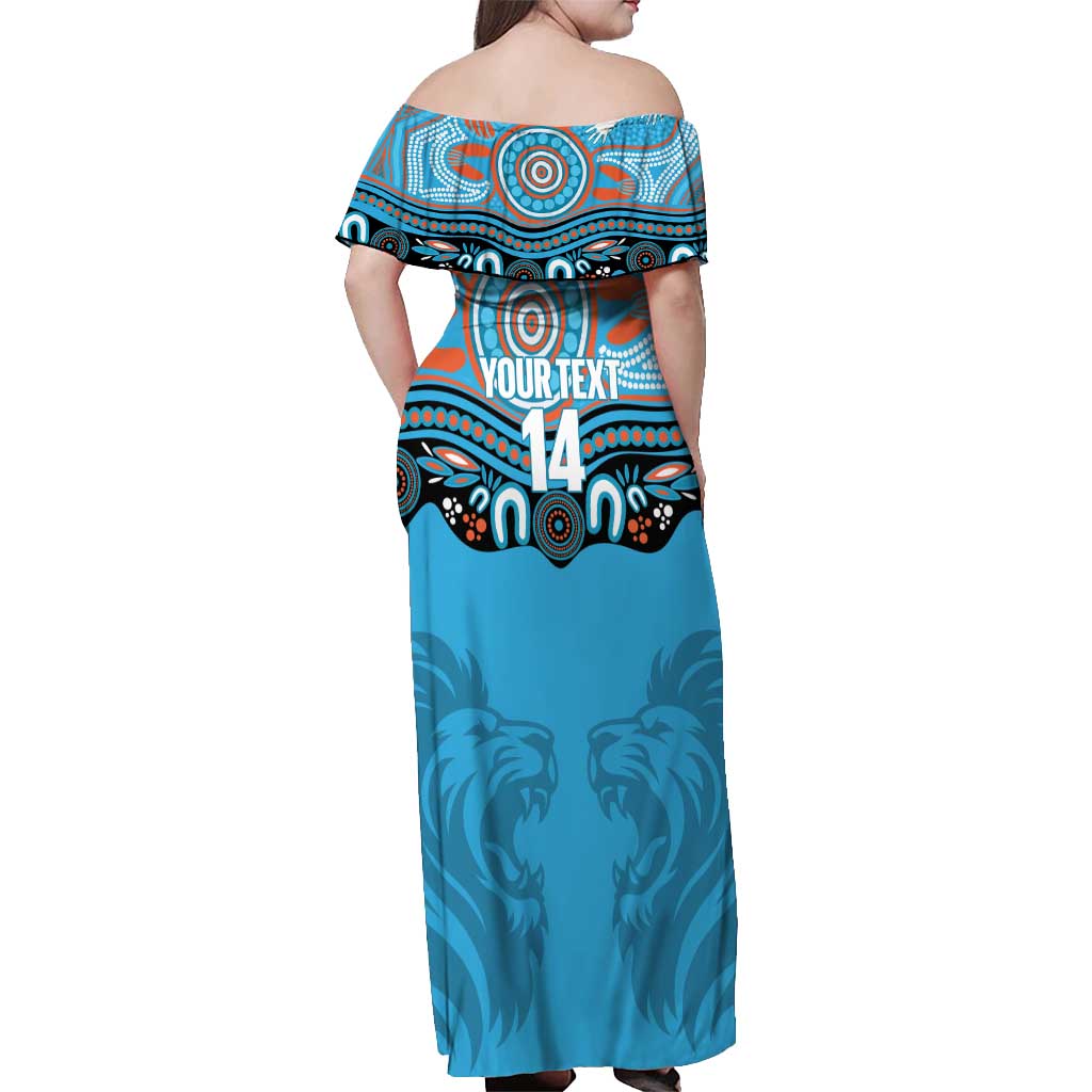 Northern Pride Rugby Custom Off Shoulder Maxi Dress Roaring Lion Aboriginal Art - Aussie Hoodie