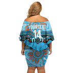 Northern Pride Rugby Custom Off Shoulder Short Dress Roaring Lion Aboriginal Art - Aussie Hoodie