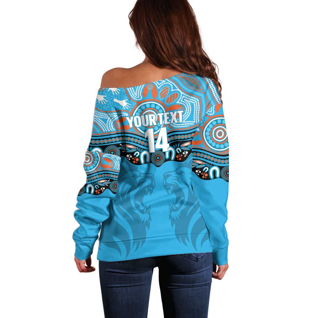 Northern Pride Rugby Custom Off Shoulder Sweater Roaring Lion Aboriginal Art - Aussie Hoodie