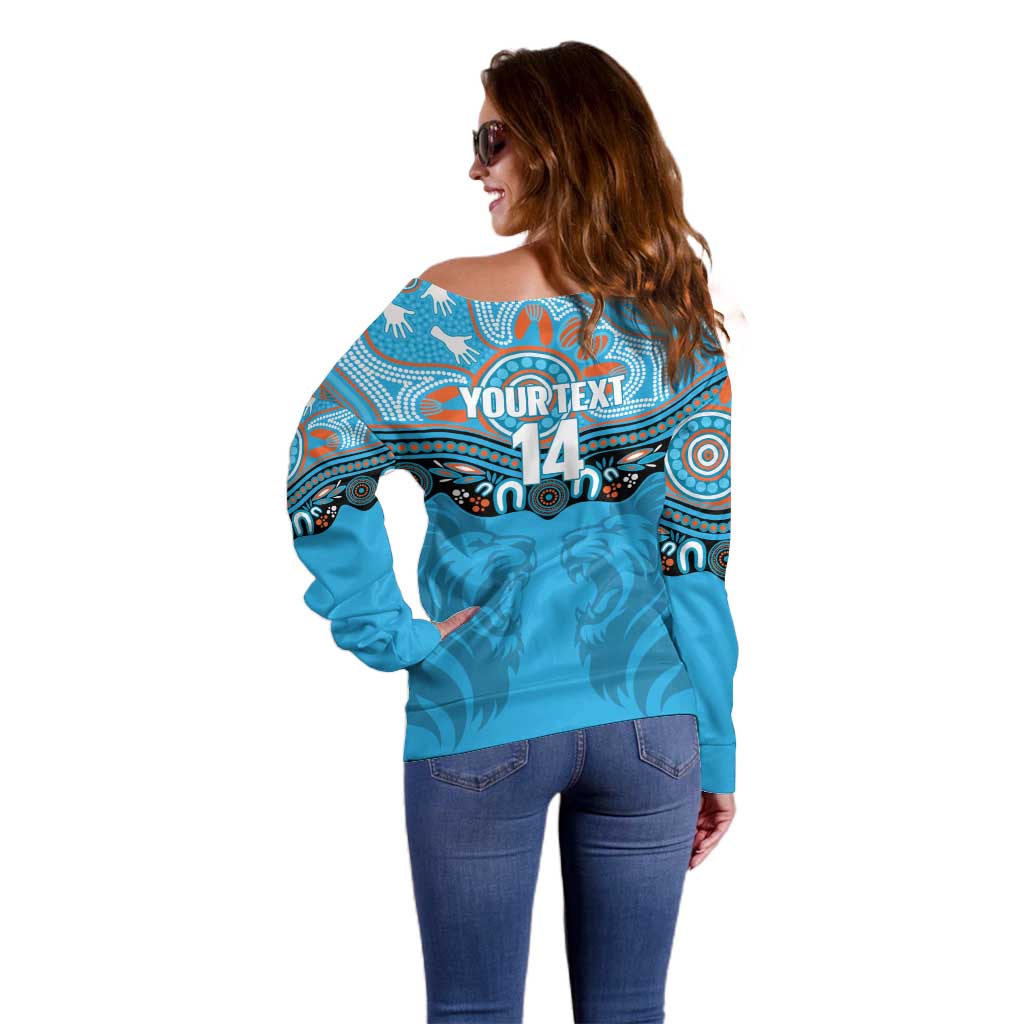 Northern Pride Rugby Custom Off Shoulder Sweater Roaring Lion Aboriginal Art - Aussie Hoodie