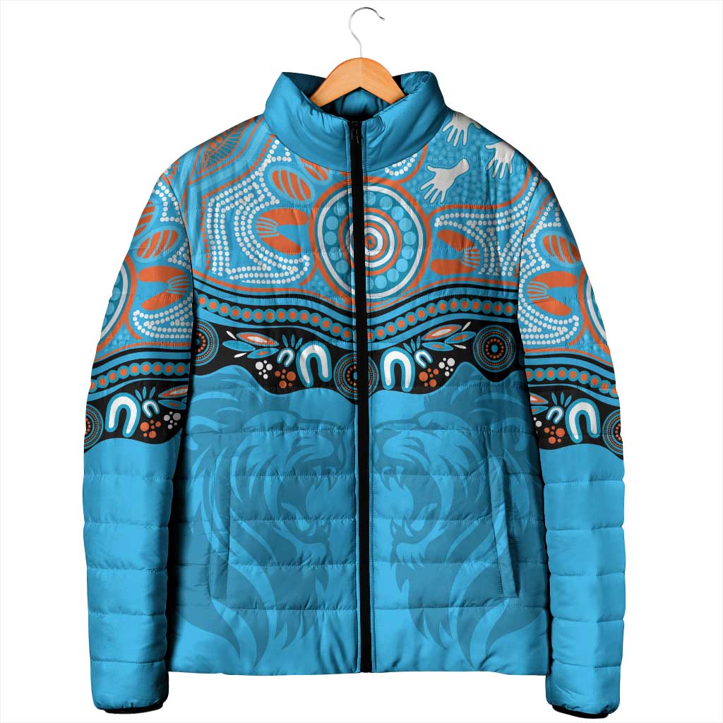 Northern Pride Rugby Custom Padded Jacket Roaring Lion Aboriginal Art - Aussie Hoodie