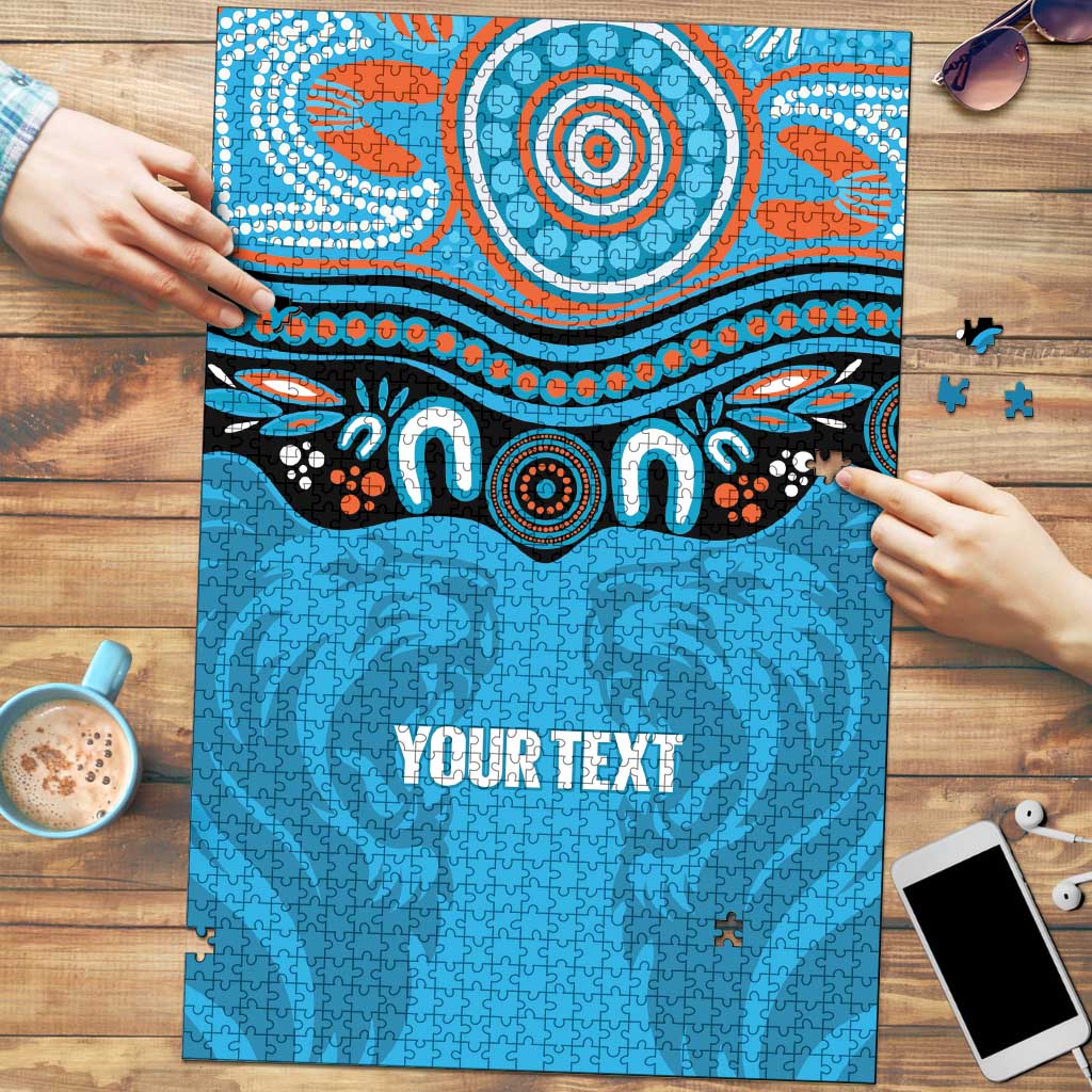 Northern Pride Rugby Custom Puzzle Roaring Lion Aboriginal Art - Aussie Hoodie