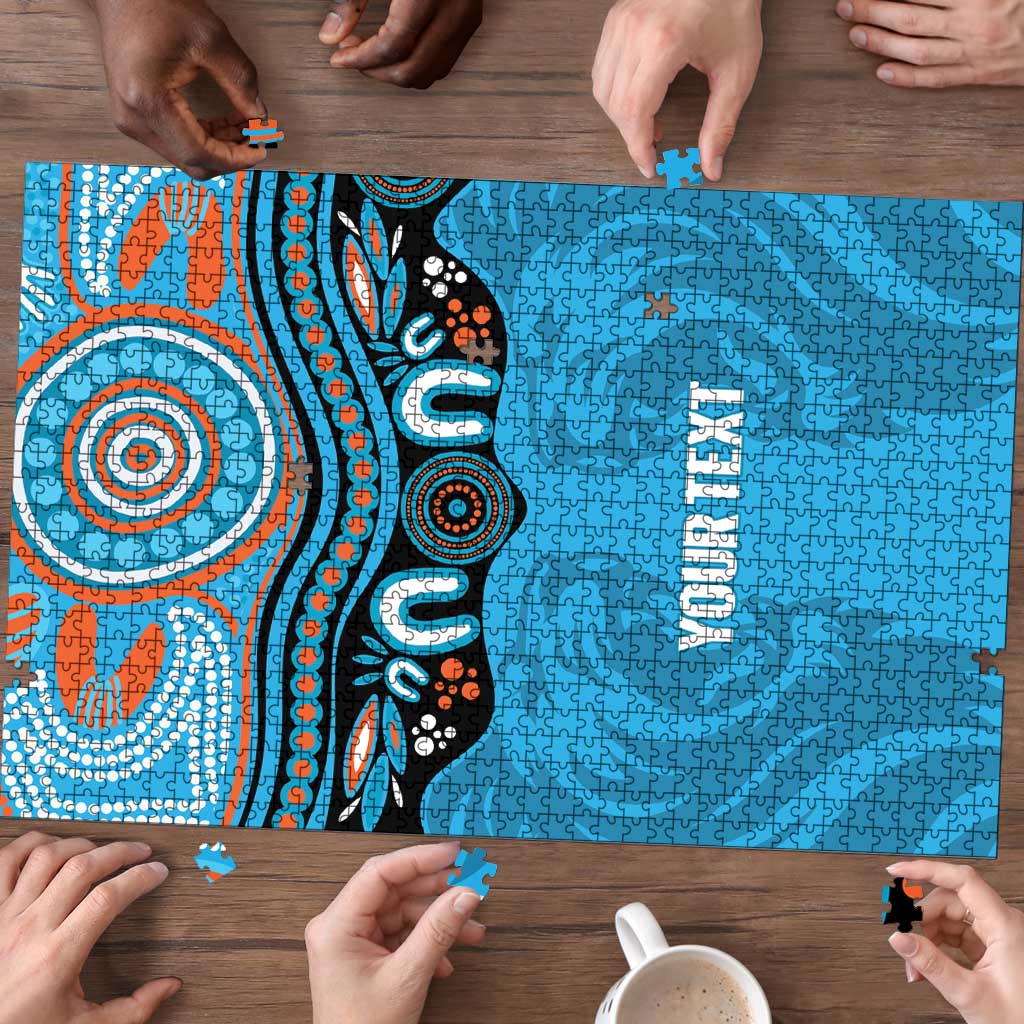 Northern Pride Rugby Custom Puzzle Roaring Lion Aboriginal Art - Aussie Hoodie
