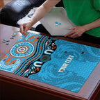 Northern Pride Rugby Custom Puzzle Roaring Lion Aboriginal Art - Aussie Hoodie