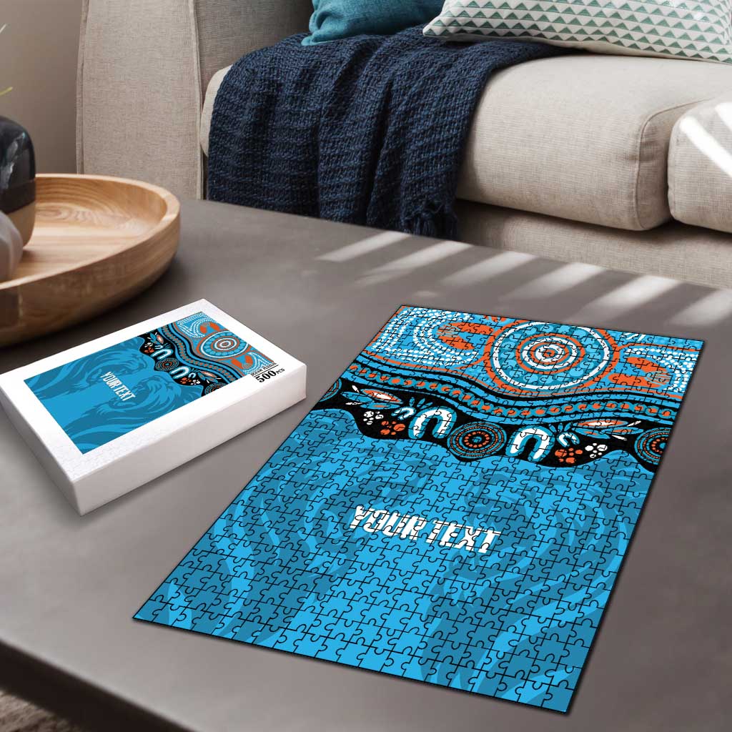 Northern Pride Rugby Custom Puzzle Roaring Lion Aboriginal Art - Aussie Hoodie