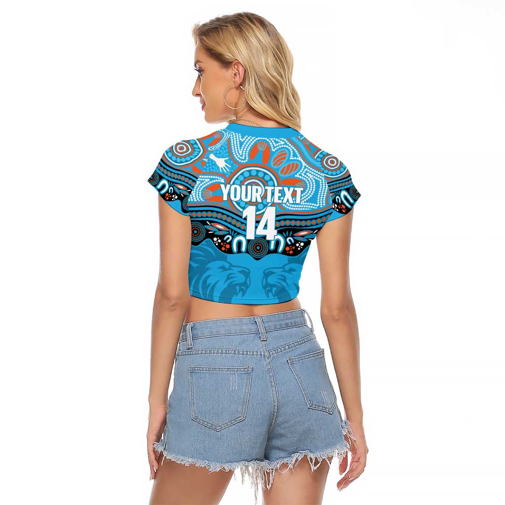 Northern Pride Rugby Custom Raglan Cropped T Shirt Roaring Lion Aboriginal Art - Aussie Hoodie