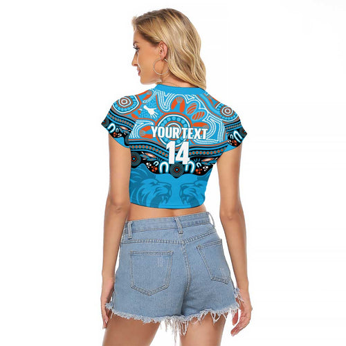 Northern Pride Rugby Custom Raglan Cropped T Shirt Roaring Lion Aboriginal Art - Aussie Hoodie