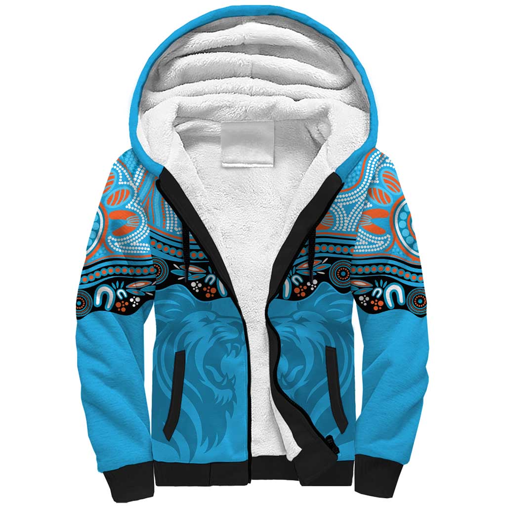 Northern Pride Rugby Custom Sherpa Hoodie Roaring Lion Aboriginal Art - Aussie Hoodie