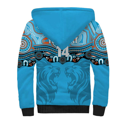 Northern Pride Rugby Custom Sherpa Hoodie Roaring Lion Aboriginal Art - Aussie Hoodie