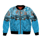 Northern Pride Rugby Custom Sleeve Zip Bomber Jacket Roaring Lion Aboriginal Art - Aussie Hoodie