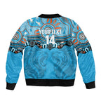 Northern Pride Rugby Custom Sleeve Zip Bomber Jacket Roaring Lion Aboriginal Art - Aussie Hoodie