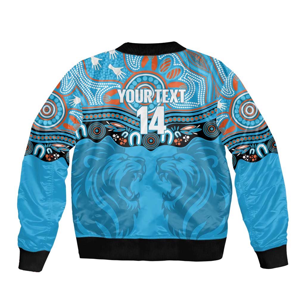 Northern Pride Rugby Custom Sleeve Zip Bomber Jacket Roaring Lion Aboriginal Art - Aussie Hoodie