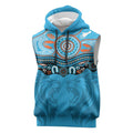 Northern Pride Rugby Custom Sleeveless Hoodie Roaring Lion Aboriginal Art - Aussie Hoodie