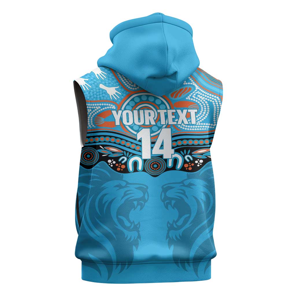 Northern Pride Rugby Custom Sleeveless Hoodie Roaring Lion Aboriginal Art - Aussie Hoodie