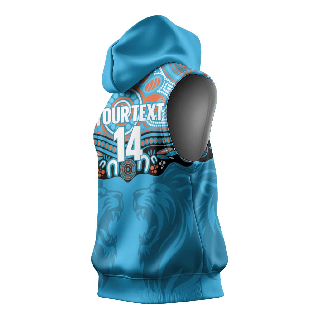 Northern Pride Rugby Custom Sleeveless Hoodie Roaring Lion Aboriginal Art - Aussie Hoodie