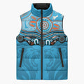 Northern Pride Rugby Custom Sleeveless Puffer Jacket Roaring Lion Aboriginal Art - Aussie Hoodie