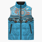 Northern Pride Rugby Custom Sleeveless Puffer Jacket Roaring Lion Aboriginal Art - Aussie Hoodie