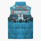 Northern Pride Rugby Custom Sleeveless Puffer Jacket Roaring Lion Aboriginal Art - Aussie Hoodie