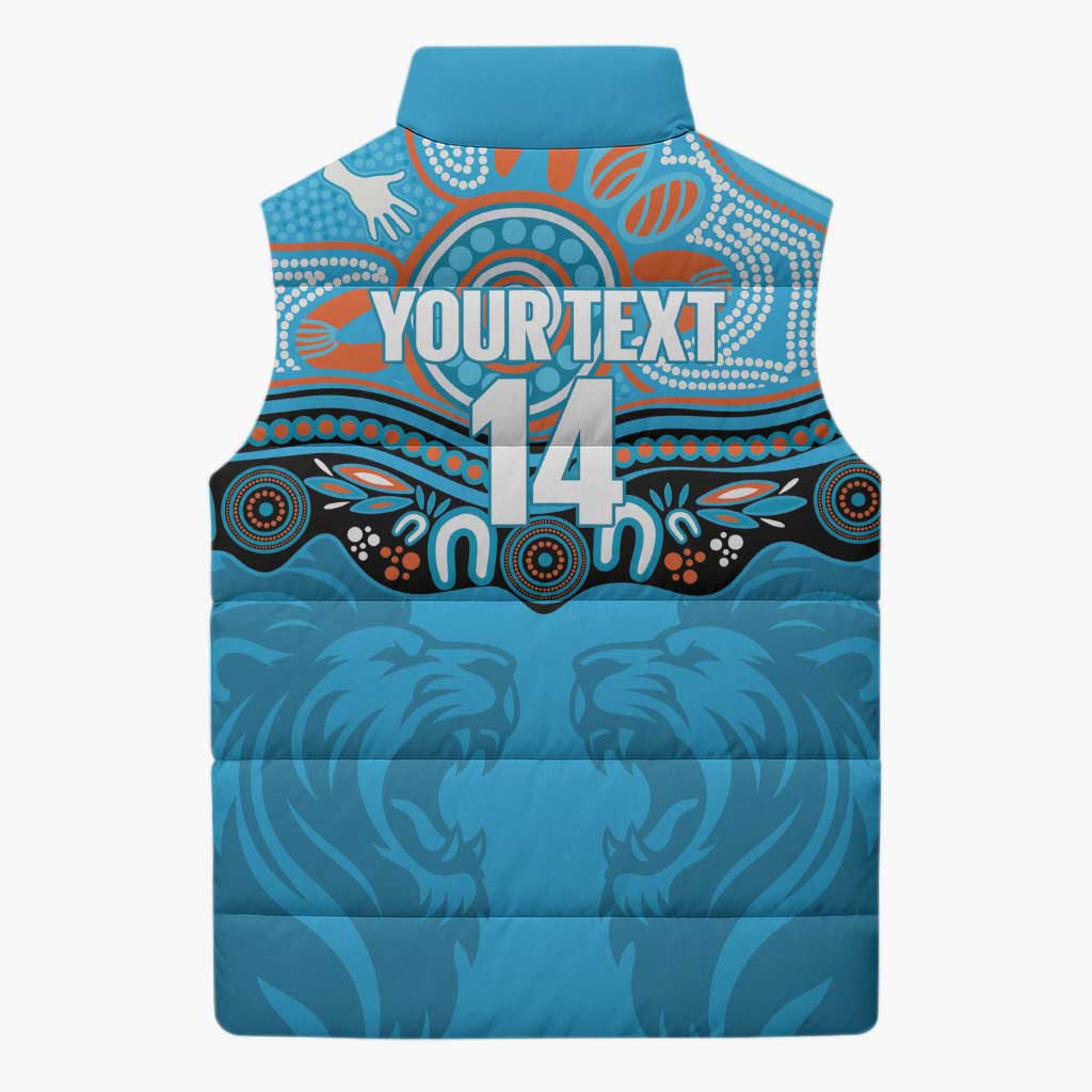 Northern Pride Rugby Custom Sleeveless Puffer Jacket Roaring Lion Aboriginal Art - Aussie Hoodie