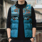 Northern Pride Rugby Custom Sleeveless Puffer Jacket Roaring Lion Aboriginal Art - Aussie Hoodie