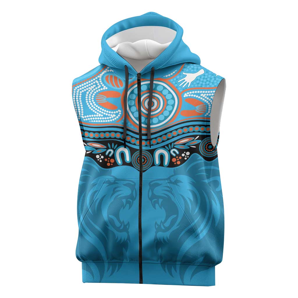 Northern Pride Rugby Custom Sleeveless Zip Hoodie Roaring Lion Aboriginal Art LT14